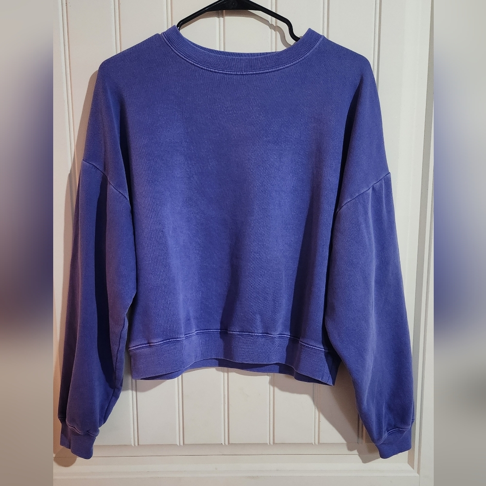 GAP Women's Purple Crew Neck Cropped Sweater